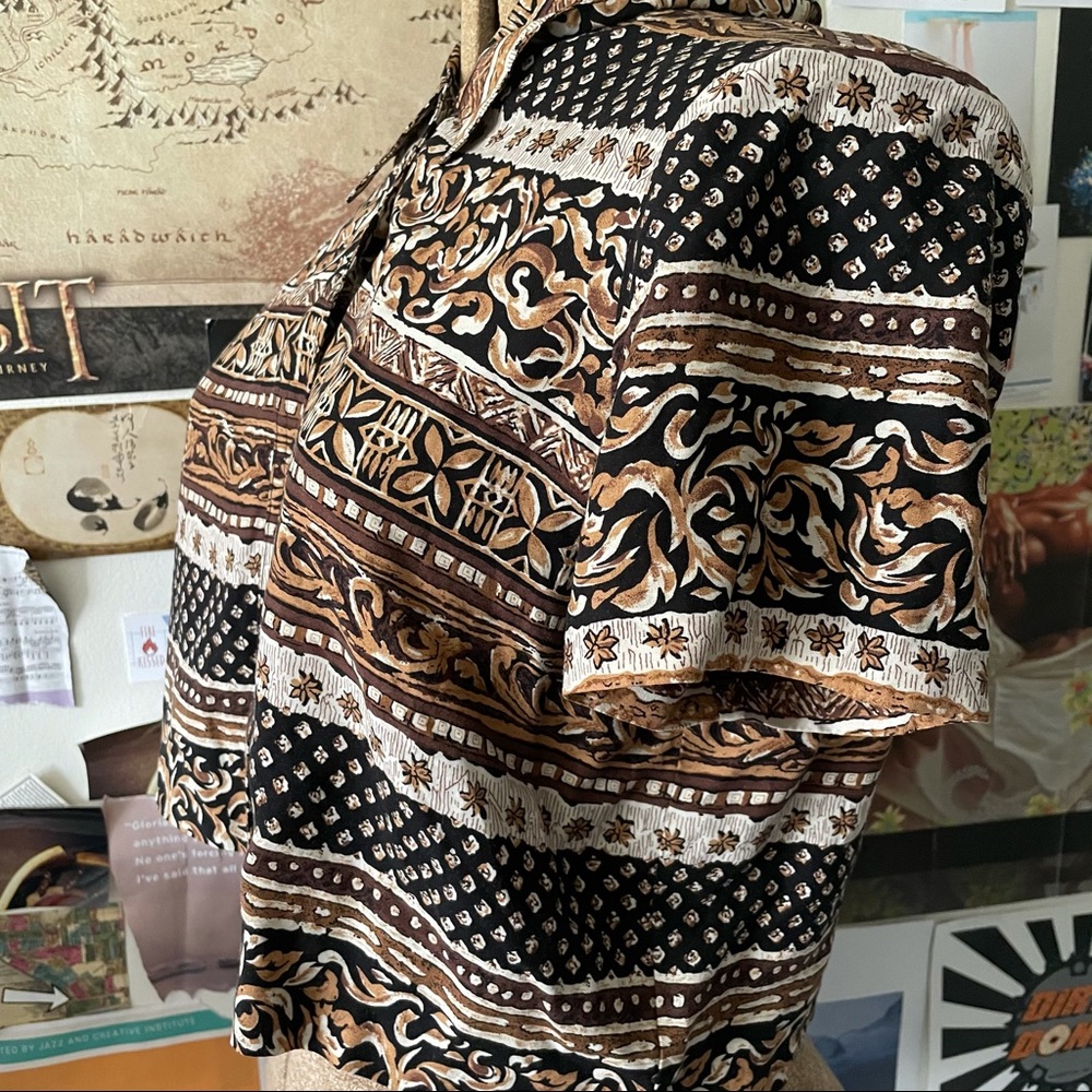 80s Khalahari Print Rustic Button Up! Lots Of Word - image 5